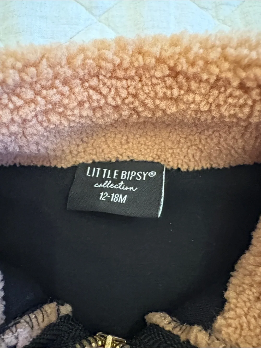 Little Bipsy Camel and Black Sherpa Lined Vest